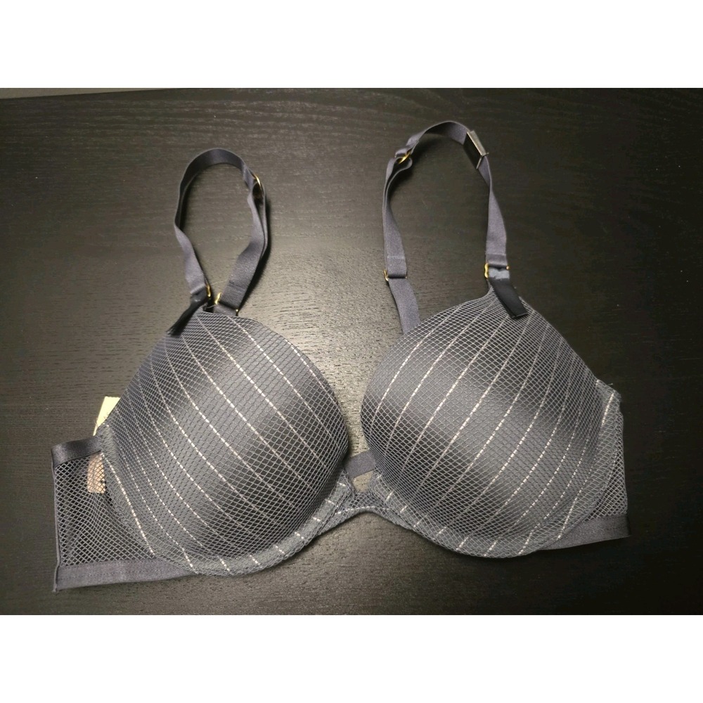 NWT Victoria's Secret 32C Very Sexy Padded Push Up Bra Mesh Overlay Cage Back
